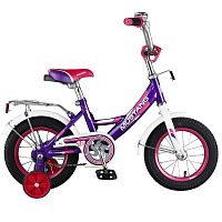 Велосипед детский 12" Mustang  A-тип багажник, страховочные колеса / фиолетовый + белый					