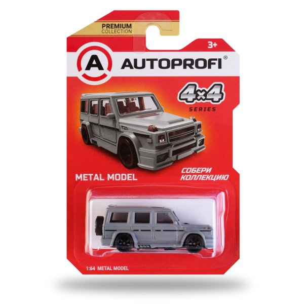 Машинка коллекционная 1:64, Серия 4X4 (Гелик), 4X4-002, серый, 1/64/128