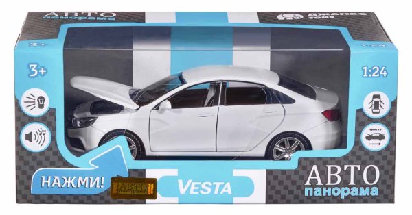 Автопанорама Металлическая лицензионная машинка Lada Vesta / цвет белый