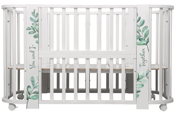 Indigo Кровать Green Line 5 в 1, с маятником / цвет листочки