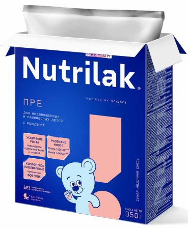 Nutrilak Молочная смесь ПРЕ для недоношенных и маловесных детей, с рождения, 350 г