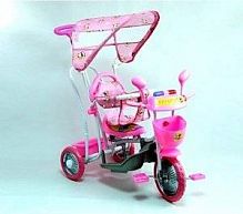 Велосипед "Малыш" трехколесный, голова - мигалка, розовый