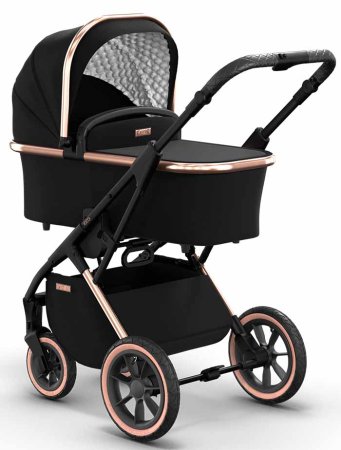 Moon Коляска 2 в 1 Style Rocca / цвет Rosegold (черный, рама розовое золото)