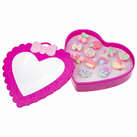 1Toy Набор украшений Sweet heart Bijou в шкатулке, 12 колец / цвет розовый					