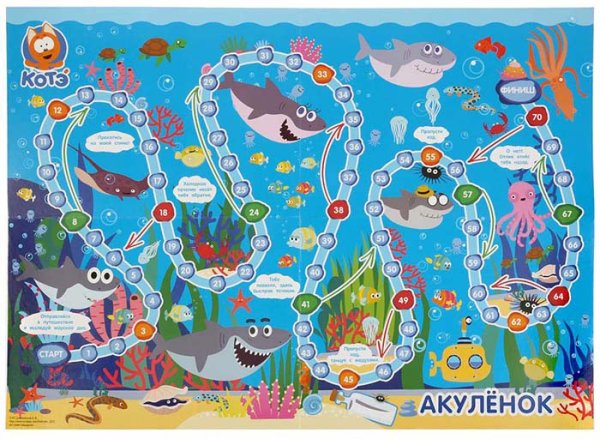 Умные игры Настольная игра-ходилка «Котэ. Акулёнок»