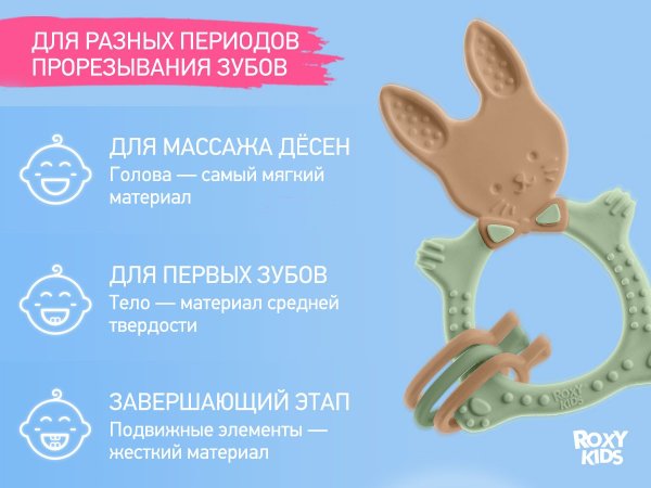 ROXY-KIDS Прорезыватель BUNNY, оливковый RBT-001OB