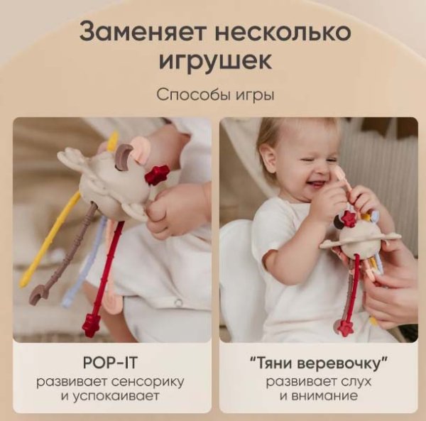 Paomma Прорезыватель-погремушка 4 в 1 Солнце
