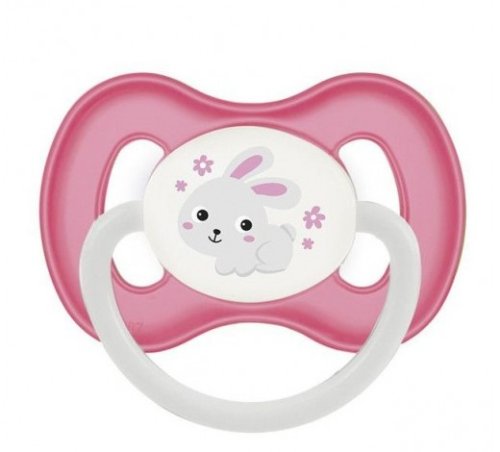 Canpol Пустышка симметричная силиконовая, 6-18 месяцев Bunny & company/ цвет розовый