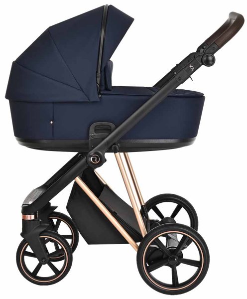 Roan Коляска 2 в 1 Sol Luxury / цвет Mystic Blue (синий, рама розовое золото, ручка темно-коричневая)