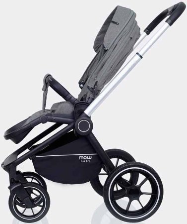 MowBaby Коляска 3 в 1 Zoom PU / цвет Silver Grey (серый, рама серебро)