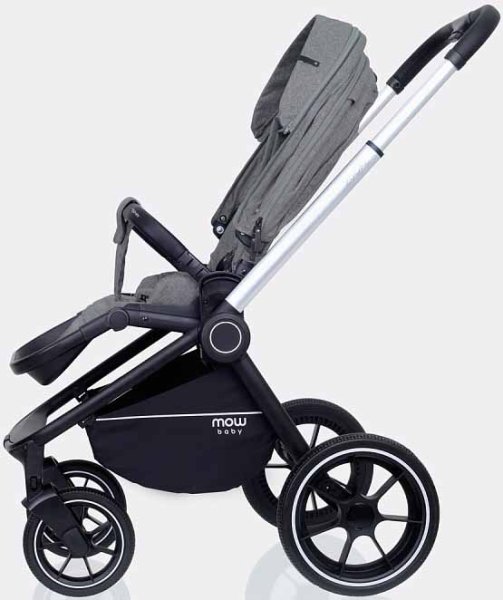 MowBaby Коляска 3 в 1 Zoom PU / цвет Silver Grey (серый, рама серебро)