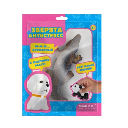 Maxitoys Игрушка-сквиш Зверята-Антистресс Крокодил, 17 см, в красочном пакете с окошком