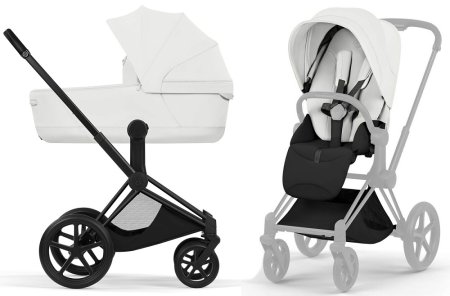 Коляска 2в1 CYBEX Priam Style Matt Black + спальный блок (Off White)