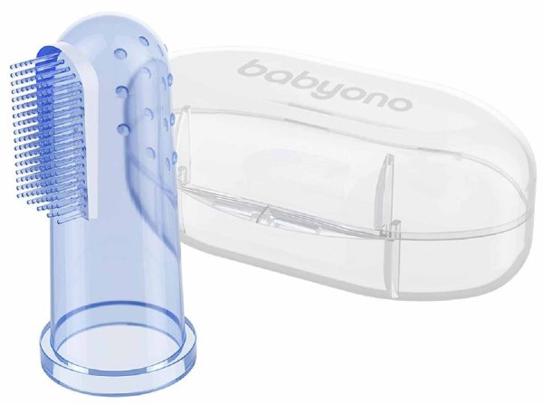 BabyOno Первая зубная щетка в футляре / цвет небесный