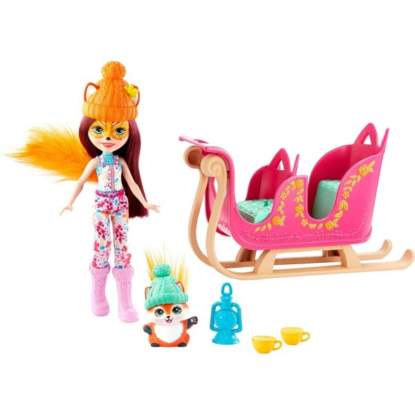 игрушка Enchantimals Набор игровой "Рождественские сани" кукла+питомец