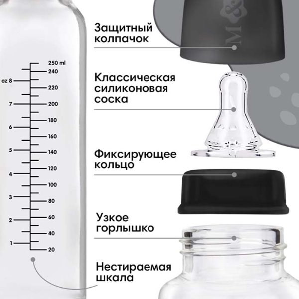 Mum&Baby Бутылочка для кормления «Молоко №1», 250 мл