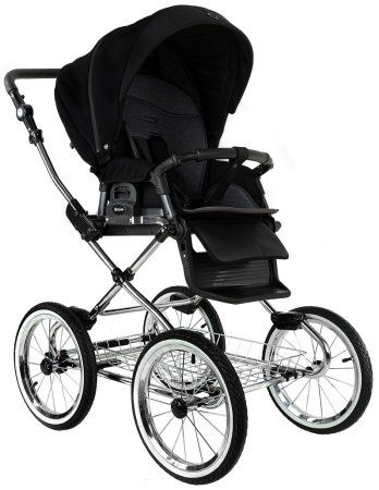 ROAN Коляска 2 в1 Bass Next Classic короб+прогул.(2 места)14d  (Caviar/Black/руч.Black)