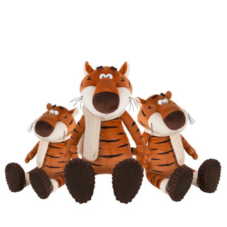 Maxitoys Мягкая игрушка "Тигр Костян в  вязаном шарфе и уггах", 20 см