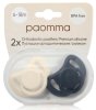 Paomma Набор силиконовых пустышек, 6-18 месяцев / цвет Almond milk, Black (молочный, черный)