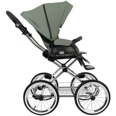 ROAN Коляска 2 в1 Bass Next короб+прогул.(2 места) (Sage Green/Black/руч.Black)