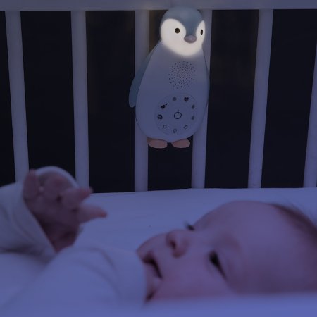Zazu Ночник-колонка Пингвинeнок Зои + проигрыватель / цвет белый, голубой