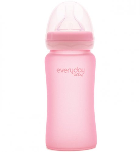 Everyday Baby Стеклянная бутылочка 240 мл / светло-розовый с защитным силиконовым покрытием