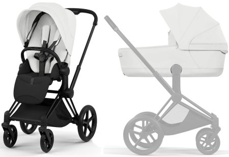 Коляска 2в1 CYBEX Priam Style Matt Black + спальный блок (Off White)