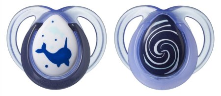 Tommee Tippee Пустышка силиконовая Night Time Narval, 0-6 месяцев, 2 штуки