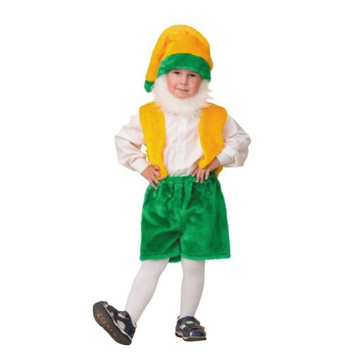 Батик Карнавальный костюм для мальчиков Гном с бородой / рост 110 см, от 5 лет / цвет желтый, зеленый