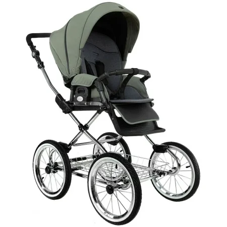 ROAN Коляска 2 в1 Bass Next короб+прогул.(2 места) (Sage Green/Black/руч.Black)
