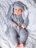 Olivia Knits Комбинезон с капюшоном "Зайка" / рост 74 см / с 6 месяцев / цвет серый