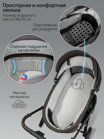 Коляска 2в1 Phenom с термолюлькой Amarobaby (Шоколадный)