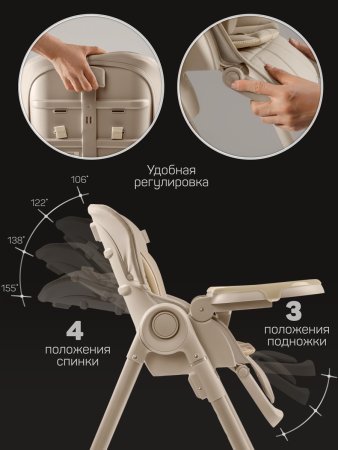 Стульчик для кормления Amarobaby, Gourmet (Beige/бежевый)