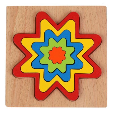 Буратино Развивающая игрушка из дерева «Радужные геометрики»