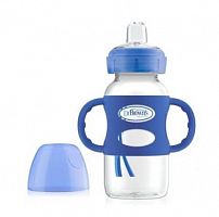 Поильник 270 мл, с носиком и ручками, совместимый с бутылкой с широким горлышком, 6+ месяцев / цвет синий