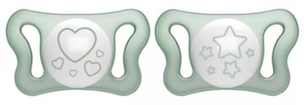 Chicco Пустышка силиконовая ночная Micro, 0-2 месяца, 2 штуки