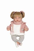 Arias ELEGANCE IRIA кукла мягкая  с виниловыми конечностями, 45 см, смеется в серо-розовой одежде, с соской					