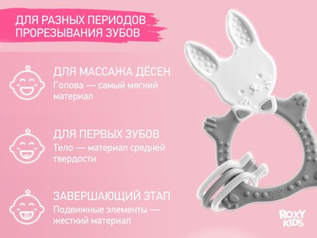 ROXY-KIDS Прорезыватель универсальный для малышей BUNNY TEETHER / цвет серый