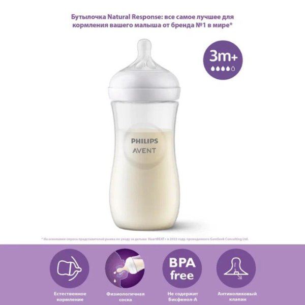 Avent Бутылочка для кормления Natural Response, 330 мл, пластик