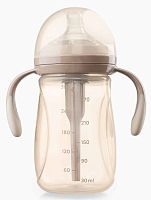 Happy Baby Бутылочка с силиконовой соской, 300 мл / цвет milky (бежевый)					