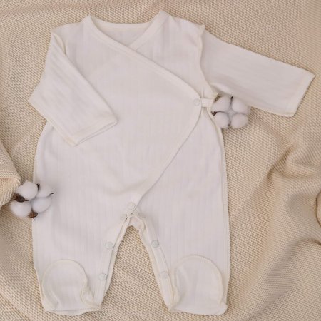 Babyedel Комбинезон на запахе, закрытые ножки, интерлок