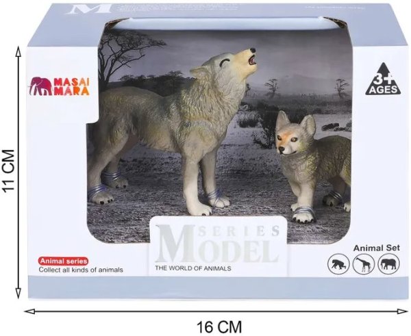 Masai Mara Набор фигурок животных серии "Мир диких животных" Семья серых волков