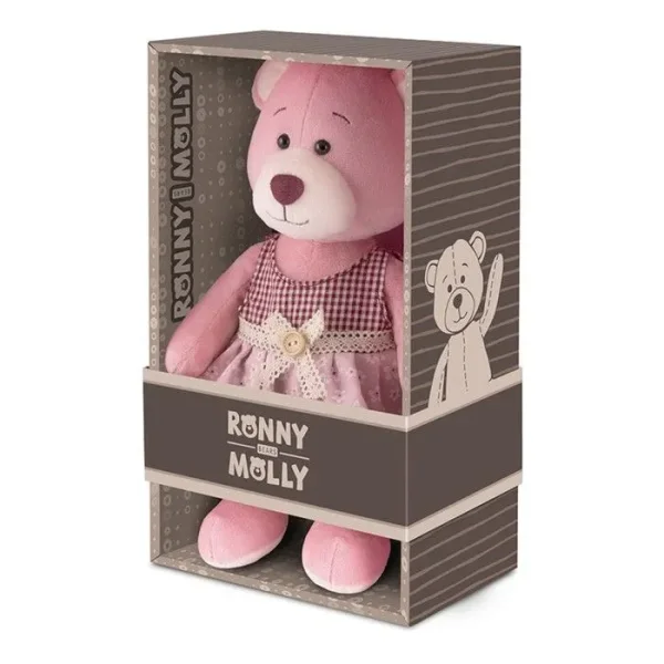 Maxitoys Мягкая игрушка Ronny&Molly, Мишка Молли в Платье с Передником, 21 см / цвет розовый