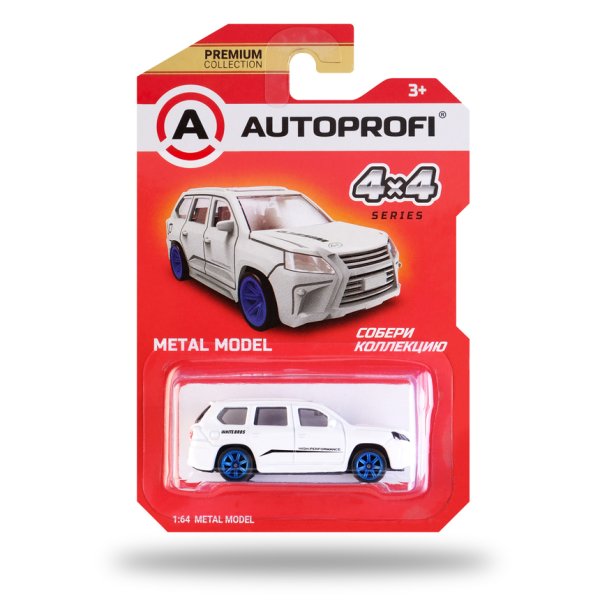 Машинка коллекционная 1:64, Серия 4X4, 4X4-001, белый, 1/64/128