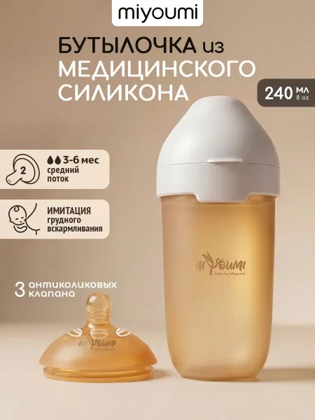 Бутылочка силикон.коричневая  240 мл - Ivory