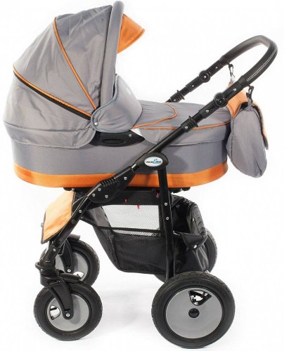 Детская коляска 2в1 maEma Vili (маЭма Вили) / Серо-оранжевая  V2