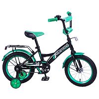 Велосипед детский 14" Mustang GW-ТИП / страховочные колеса / звонок / черный + зеленый					