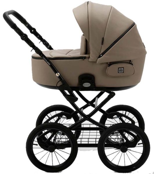 Adamex Коляска 2 в 1 Porto Retro Deluxe / цвет темно-бежевая кожа
