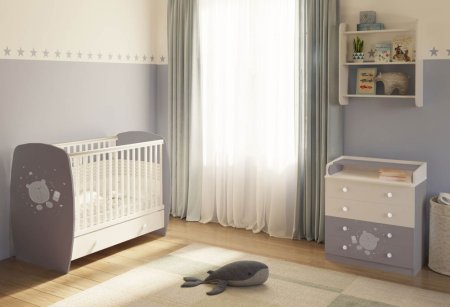 Polini kids Комод пеленальный French Teddy / цвет белый-серый