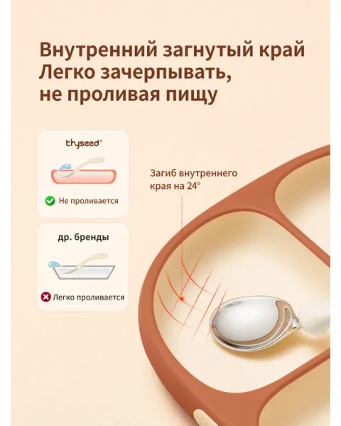 Тарелка секционная из жидкого силикона  от 6+ мес